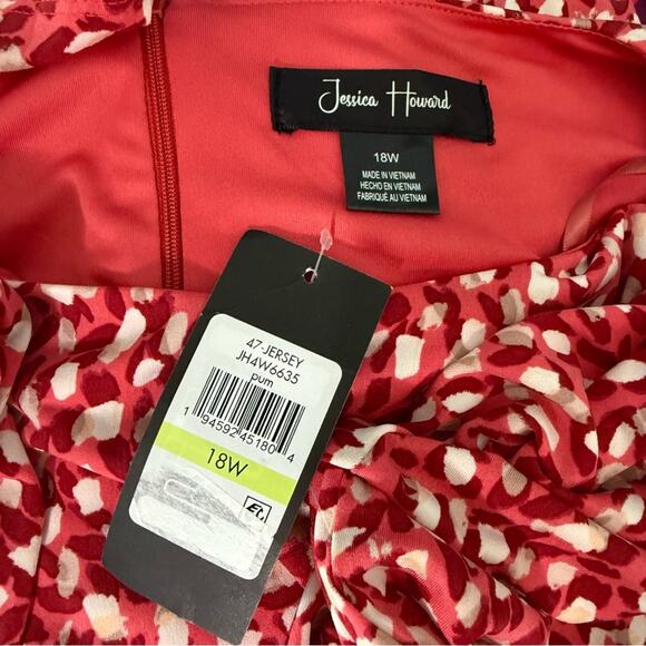 Jessica Howard Plus Size Printed Ruched-Sleeve Dress Women’s Sz 18W NWT - Picture 7 of 9